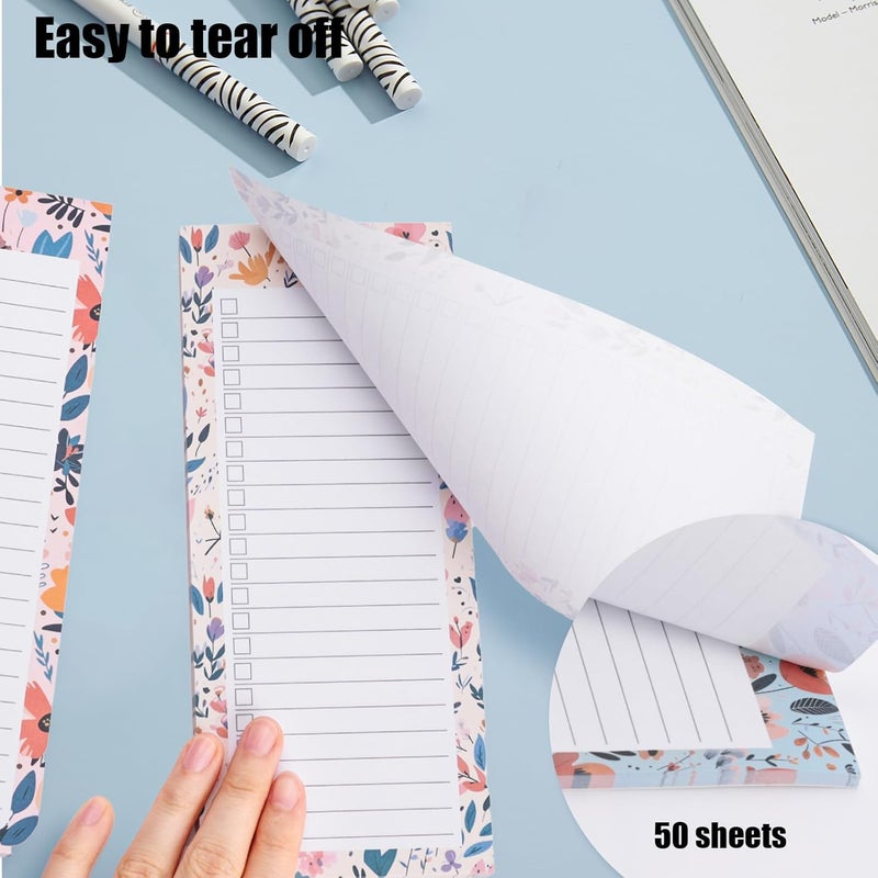 Koogel Magnetic Fridge Notepads, Floral Design, 4 Pack 200 Sheets Grocery List Notepad, 70g Premium Paper, Tear-Off Sheets, Perfect for Daily Schedules, Shopping Lists & Task Management, To-Do List - Image 3